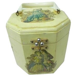 Vintage Billie Ross of the Palm Beach‎ Wooden Purse Handbag Victorian Scene